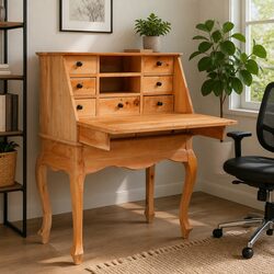 Mahogany Wood Secretary Desk with Flip Writing Board Brown