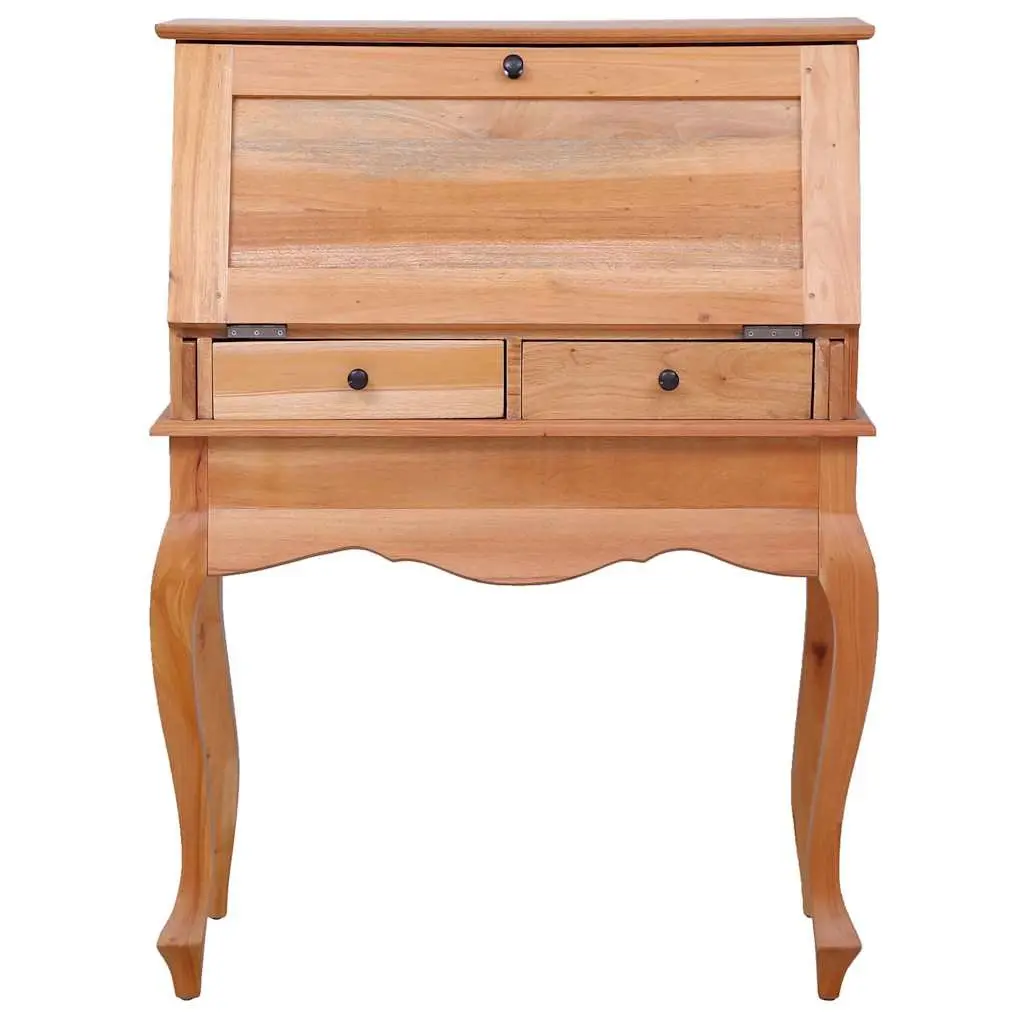 Secretary Desk Flip Writing Board Solid Mahogany Wood Storage Drawers Brown