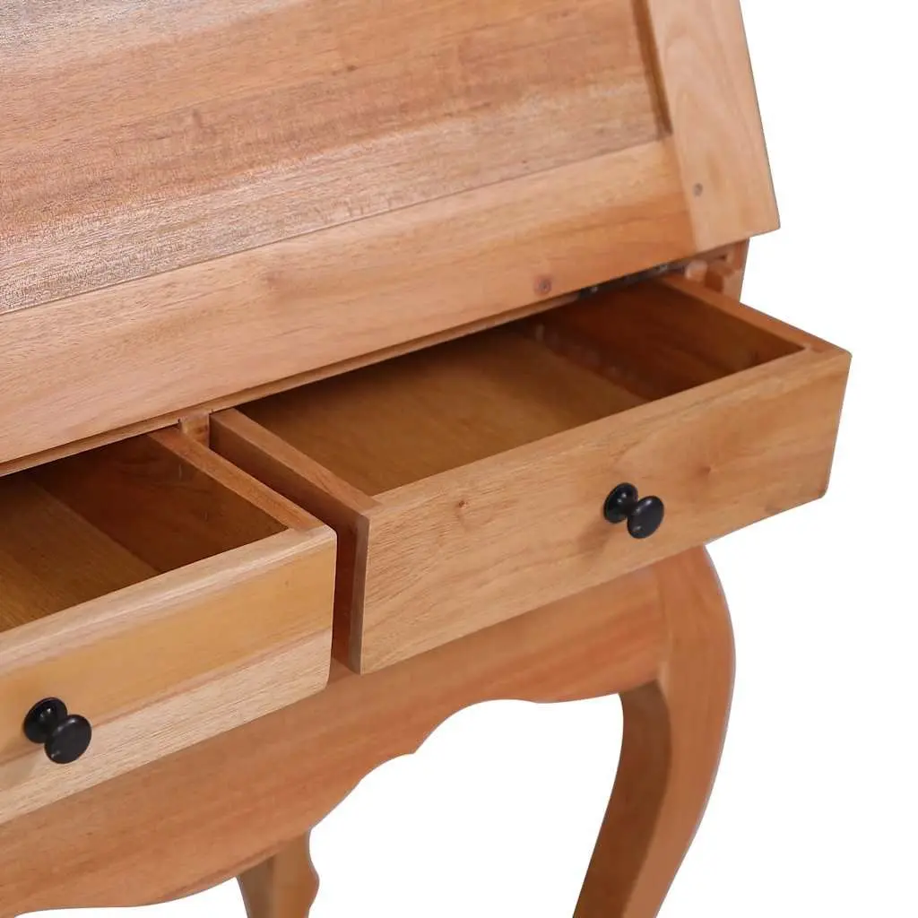 Secretary Desk Flip Writing Board Solid Mahogany Wood Storage Drawers Brown