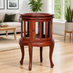 Mahogany Vitrine Cabinet with Glass Front and Storage