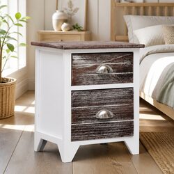 2-Drawer Nightstand with Plywood and Paulownia Wood