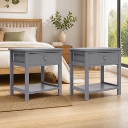 Grey Wooden Nightstands Set of 2 40x29x42 cm