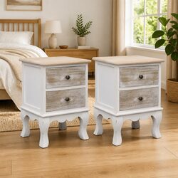 White Wooden Bedside Cabinets 2 pcs 35x30x50 cm