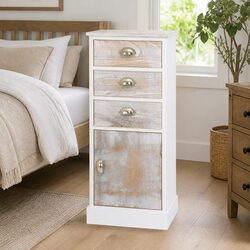 Functional White Wooden Side Cabinet with Storage Options