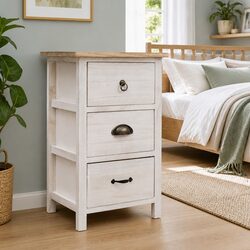 Side Cabinet Storage 35x25x57cm in White Paulownia Wood