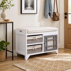 Entryway Hall Bench with Storage and Cushion