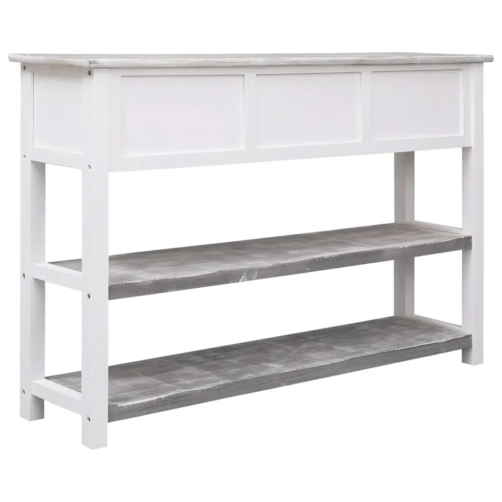 Grey Wooden Console Table with 3 Drawers and 2 Shelves 115cm Storage Sideboard
