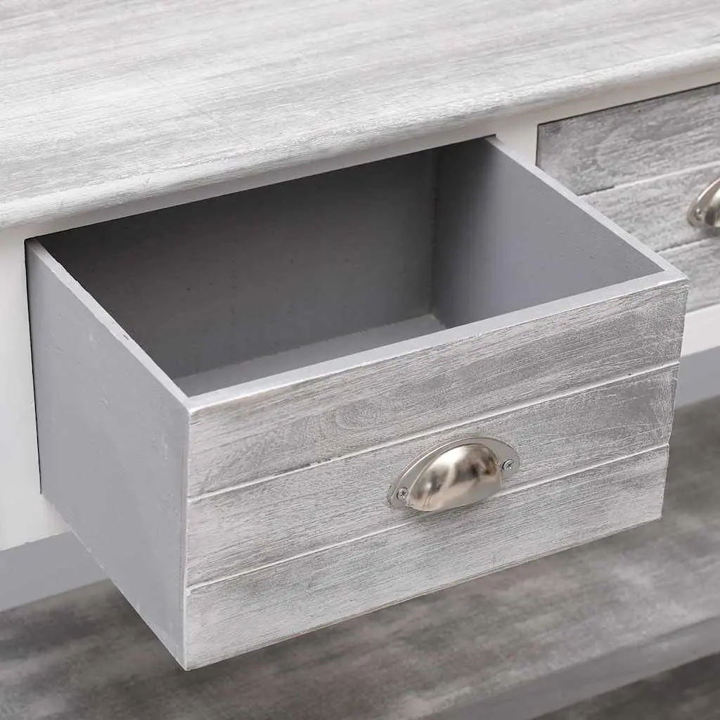 Grey Wooden Console Table with 3 Drawers and 2 Shelves 115cm Storage Sideboard