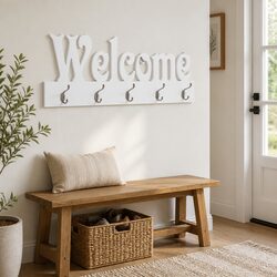 5-Hook Wall Mounted Coat Rack with MDF and Copper Finish