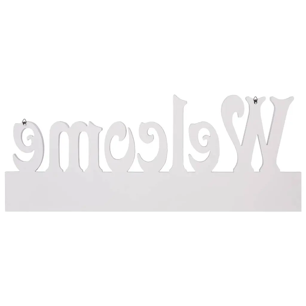 Wall Mounted Coat Rack Welcome Lettering 5 Hooks White MDF