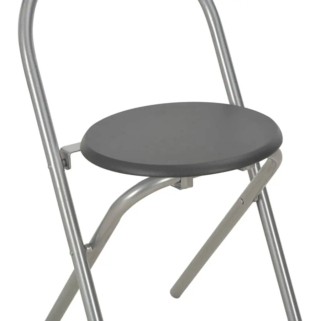 Folding Dining Set with Storage Rack Compact Black 3 Piece