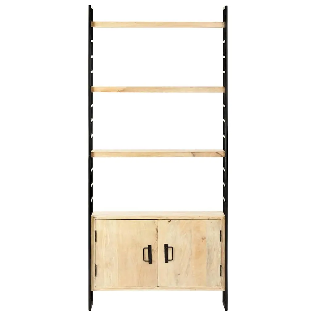 4-Tier Bookcase Industrial Style 80x30x180 cm Brown Solid Mango Wood Shelving Unit