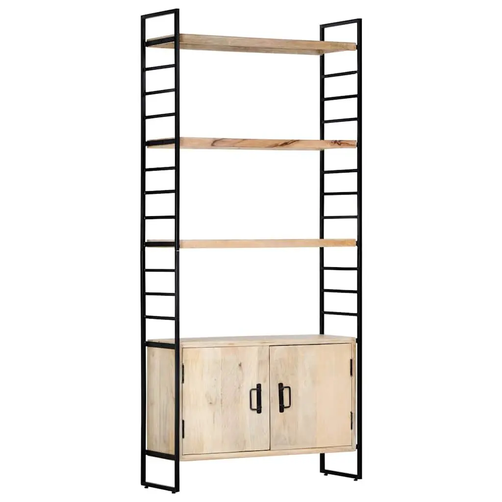4-Tier Bookcase Industrial Style 80x30x180 cm Brown Solid Mango Wood Shelving Unit