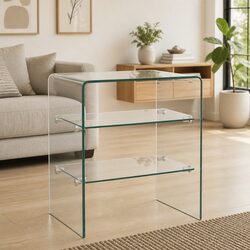 Tempered Glass Coffee Table with Dual Shelving 50x40x56cm