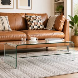 Minimalist Coffee Table with Tempered Glass Top