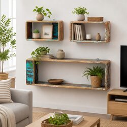 Wall Cube Shelves - 3-Piece Set in Reclaimed Wood