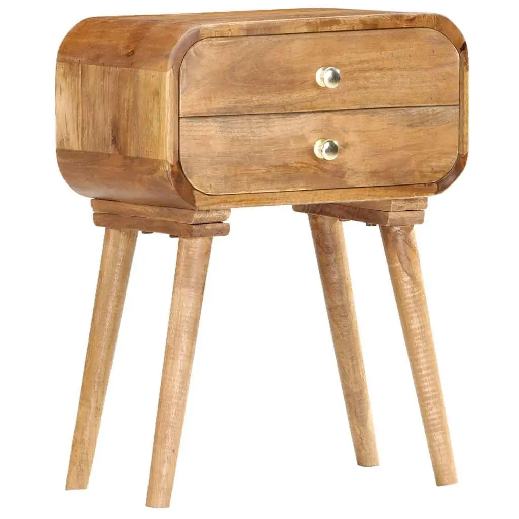 Bedside Table Solid Wood 2 Drawer Storage 43x30x58cm Brown