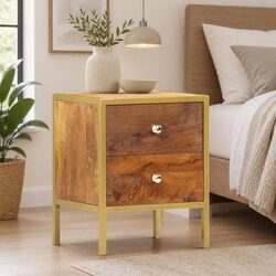 Modern Wooden Nightstand 40x35x50 cm with 2 Drawers