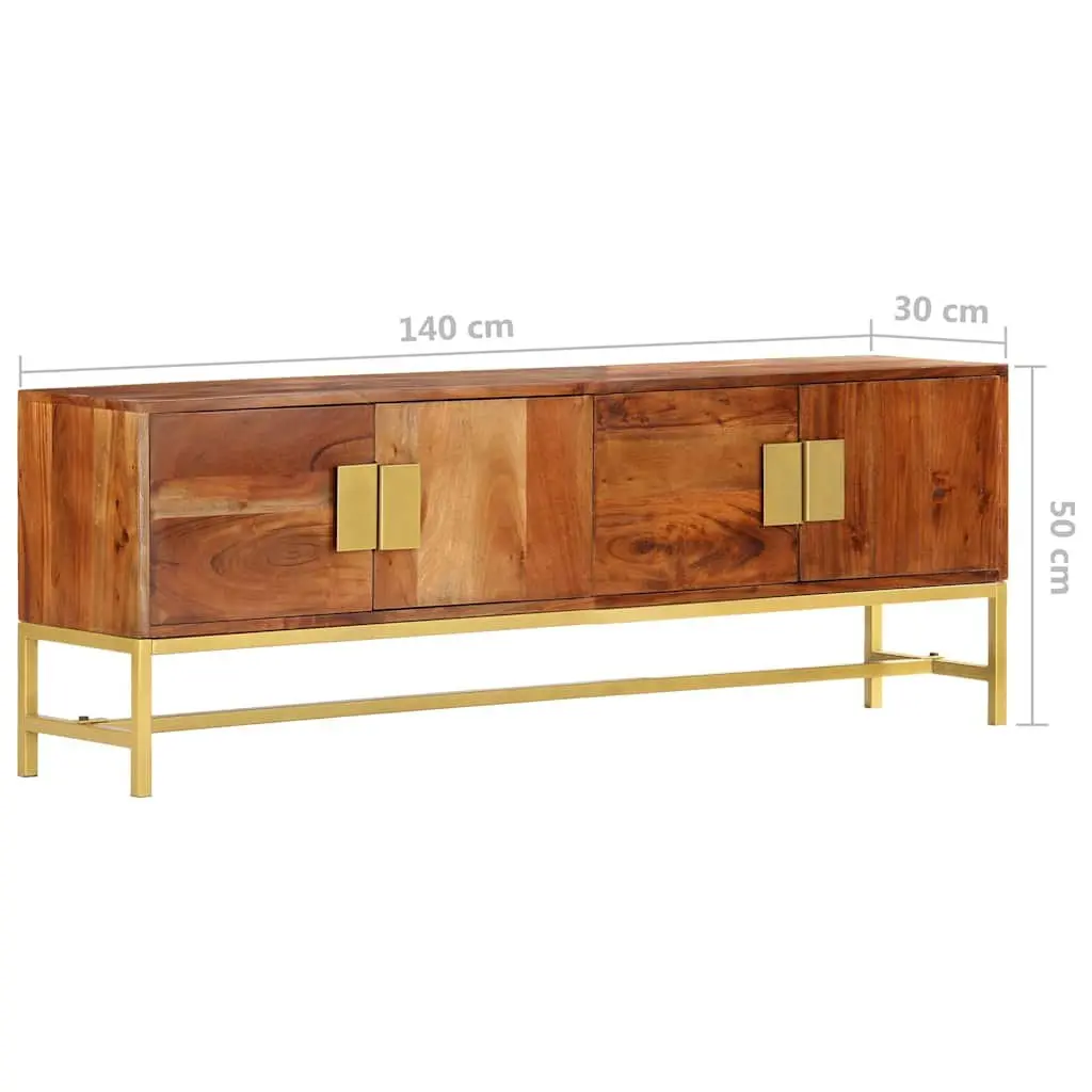 TV Cabinet Rustic Solid Acacia Wood Ample Storage 140x30x50 cm Brown