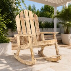 Solid Mango Wood Rocking Chair for Patios