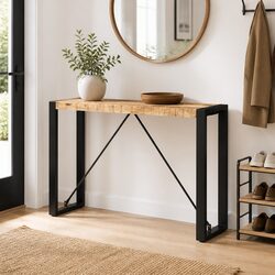 Console Table 110x35x76 cm - Solid Mango Wood and Steel