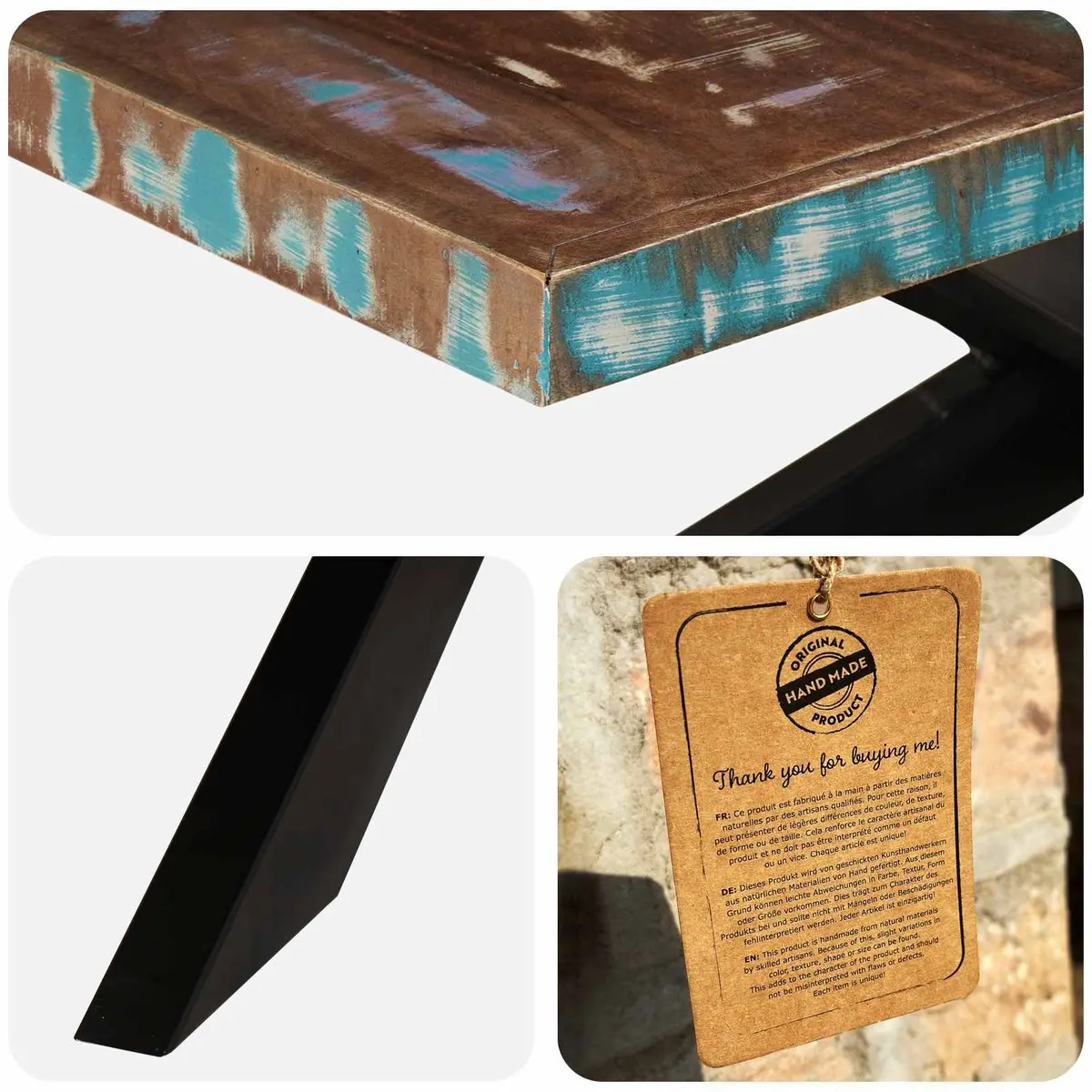 Dining Table 180x90x76 cm Solid Reclaimed Wood Industrial Design Kitchen