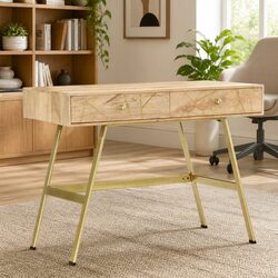 Industrial Writing Desk with Drawers 100x55x75cm in Mango Wood
