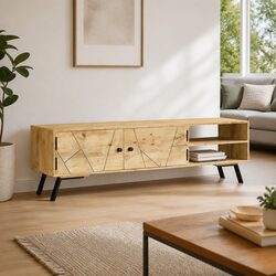 Stylish Solid Mango Wood TV Cabinet for Modern Decor