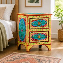 Mango Wood Bedside Cabinet with Multicolour Finish 40x30x50cm