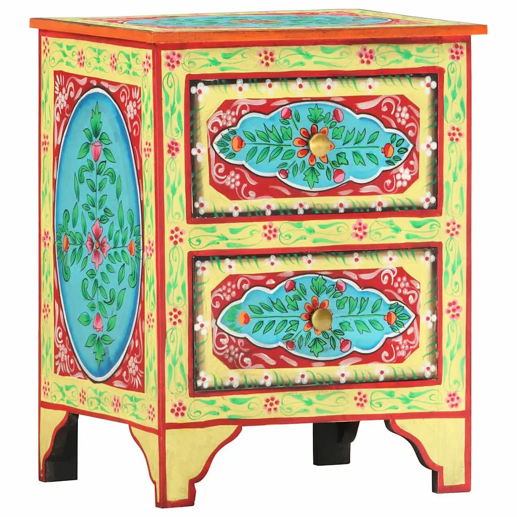 Bedside Cabinet Hand Painted Multicolour 40x30x50cm
