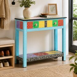 Mango Wood Hand Painted Console Table 80x35x75cm