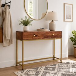 Wooden Console Table with Drawers 100x35x76 cm