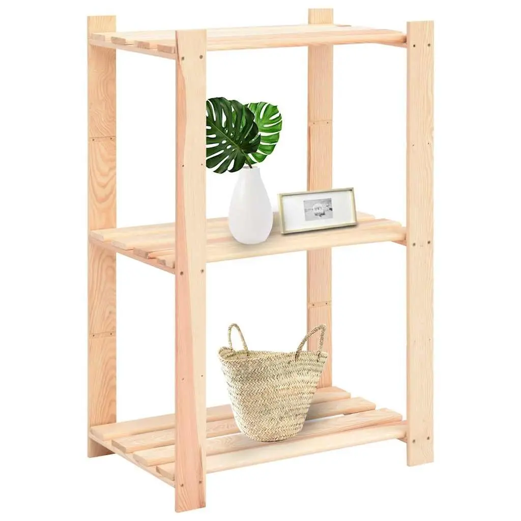 Solid Wood 3-Tier Storage Rack Durable 60x38x90 cm Brown Shelving Unit for Home Organization
