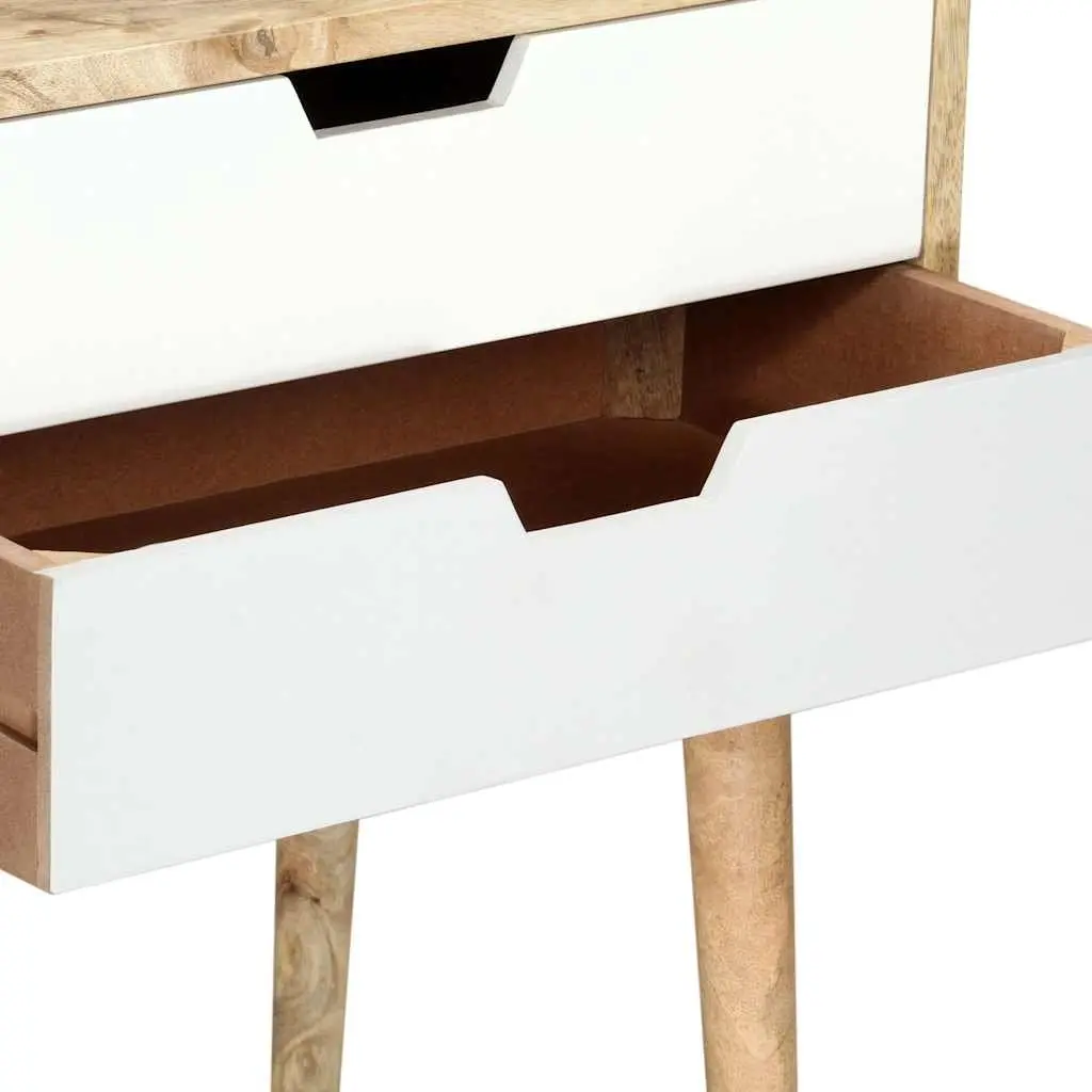 Bedside Cabinet Solid Mango Wood 47x35x59cm Multicolour Nightstand with 2 Drawers
