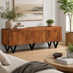 TV Cabinet 140x30x46 cm Solid Mango Wood Storage Unit