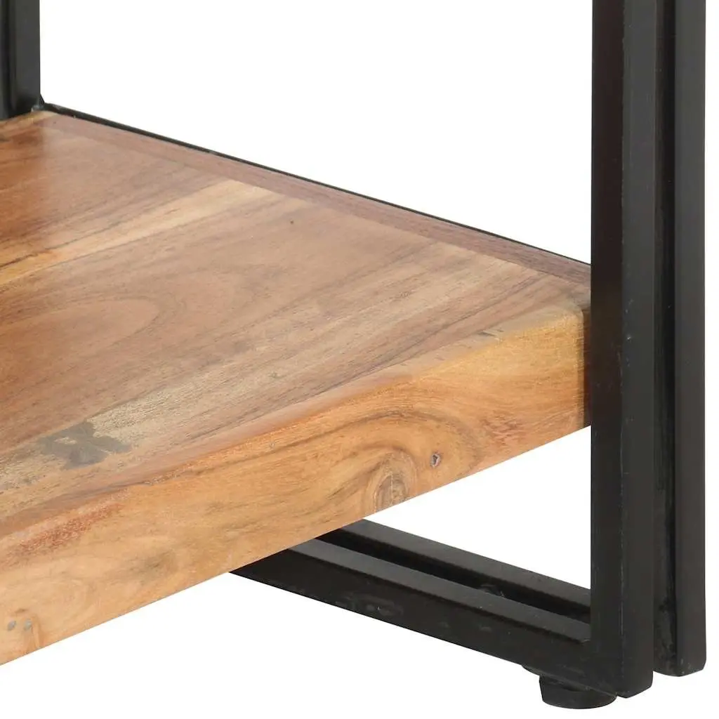 5 Tier Bookcase Industrial Style Storage Solid Acacia Wood Brown 140x30x180cm Steel Frame