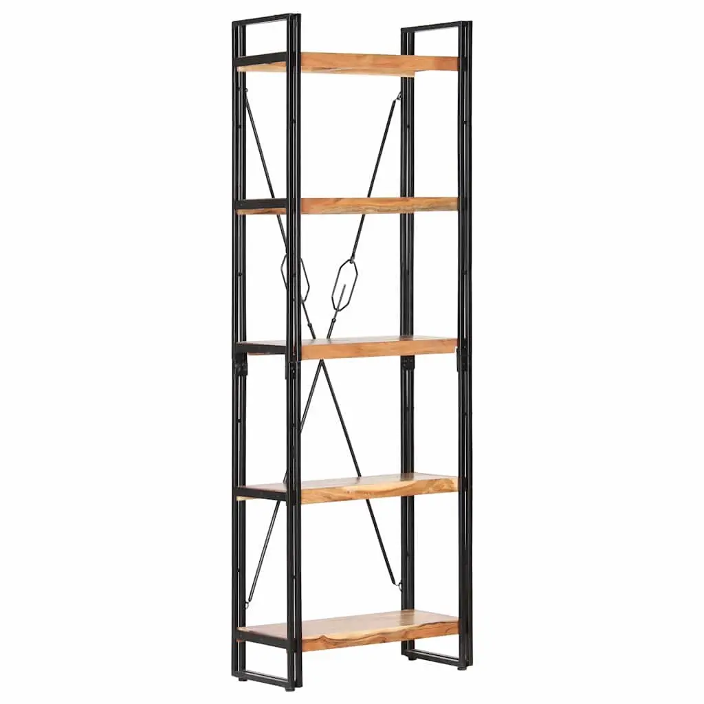 5-Tier Bookcase Industrial Shelving Unit Solid Acacia Wood 60x30x180 cm Brown