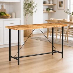 Industrial-Style Bar Table with Acacia Wood