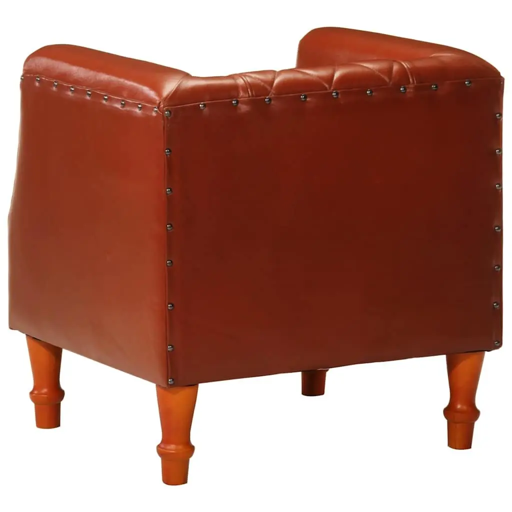 Tub Chair Padded Comfort Brown Goat Leather