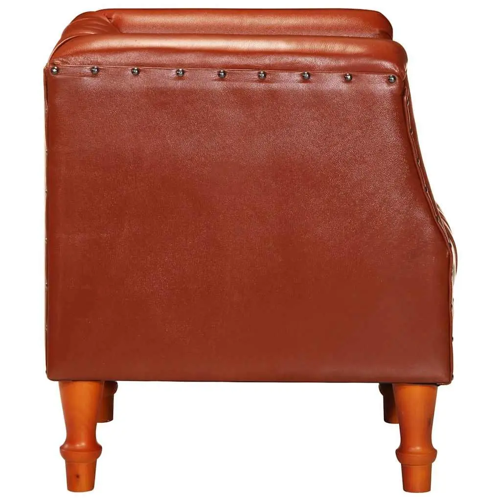 Tub Chair Padded Comfort Brown Goat Leather