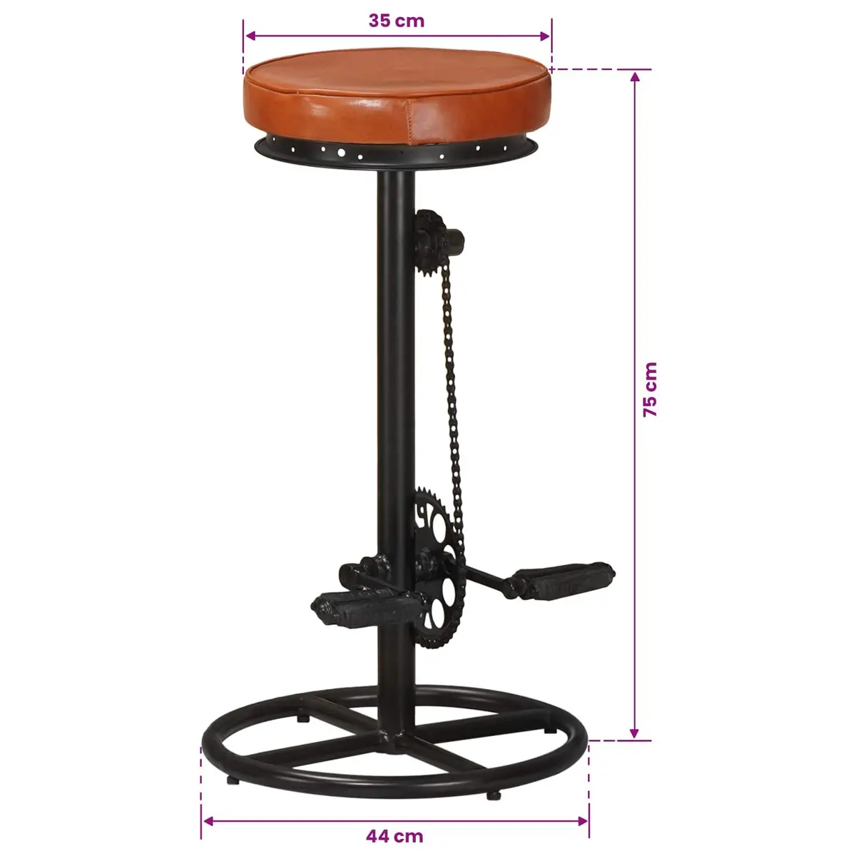 Bar Stools 2 pcs Brown Goat Leather Bicycle Pedal Footrest Industrial Design