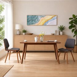 2-Piece Dining Chairs Set with Grey Upholstery