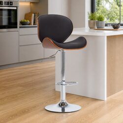 Adjustable Height Black Faux Leather Bar Stool