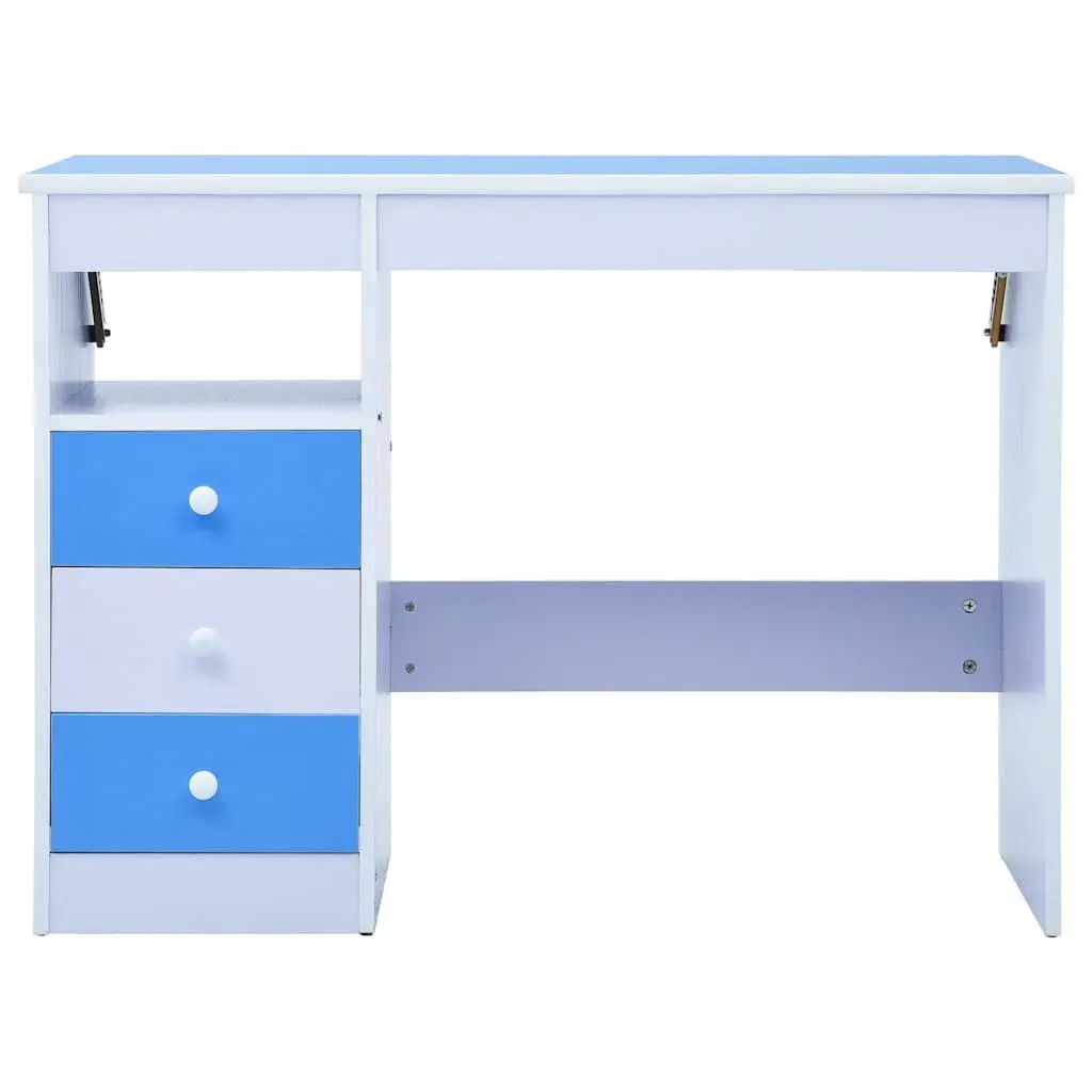 Children's Study Desk Ergonomic Tiltable Workspace Blue White