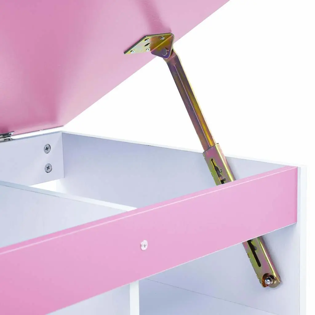 Kids Study Desk Ergonomic Tiltable Pink White with Storage Drawers