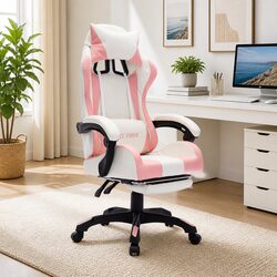 Faux Leather Gaming Chair with RGB LED Lights and Adjustable Features