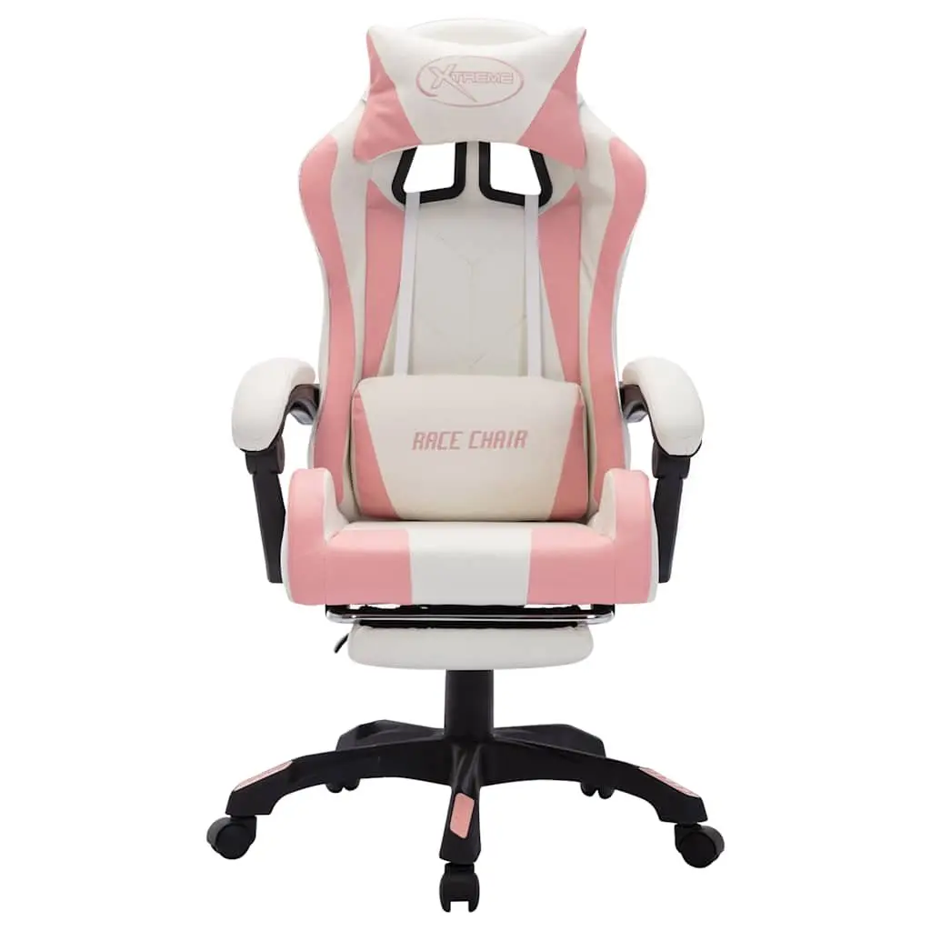 Racing Chair Gaming Office Desk Seat Reclining Footrest Height Adjustable Pink