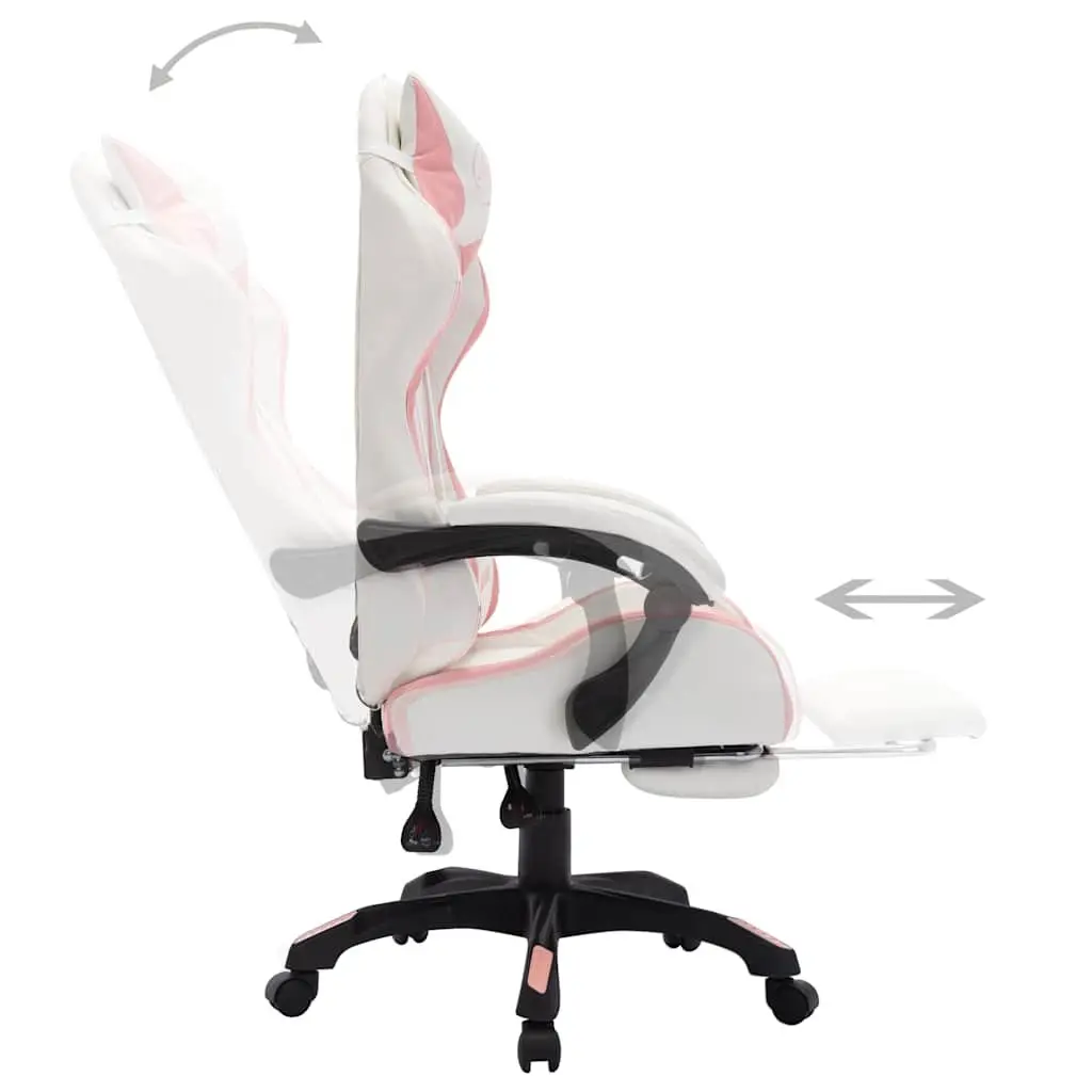 Racing Chair Gaming Office Desk Seat Reclining Footrest Height Adjustable Pink