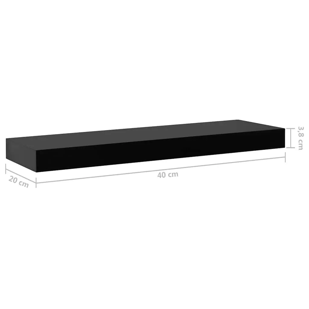 Black Floating Shelves Organizer Set 40x20cm Display Storage Home Decor 2 Piece