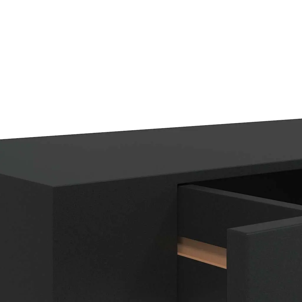 Black Floating Shelf with Drawer Compact Storage 48x25x8 cm Wall Organizer